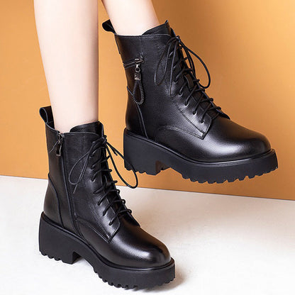 Damskie zimowe botki na wysokim obcasie z ciepłym, futrzanym ociepleniem